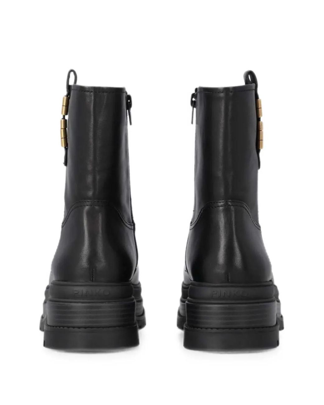 Pinko Black Logo-Plaque Leather Ankle Boots