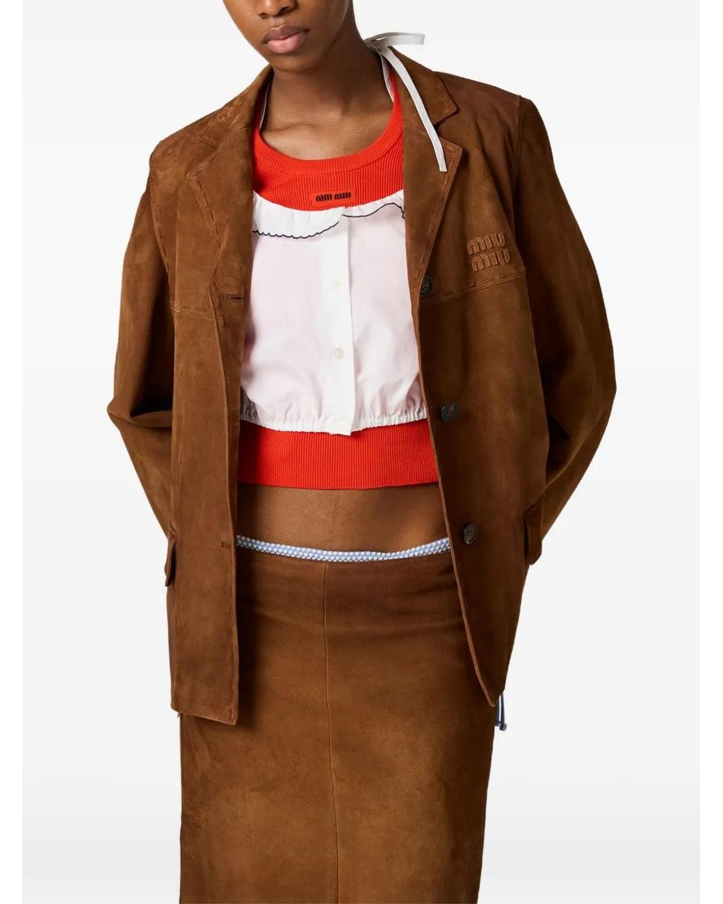 Miu Miu Red Cotton Crew-Neck Sweater