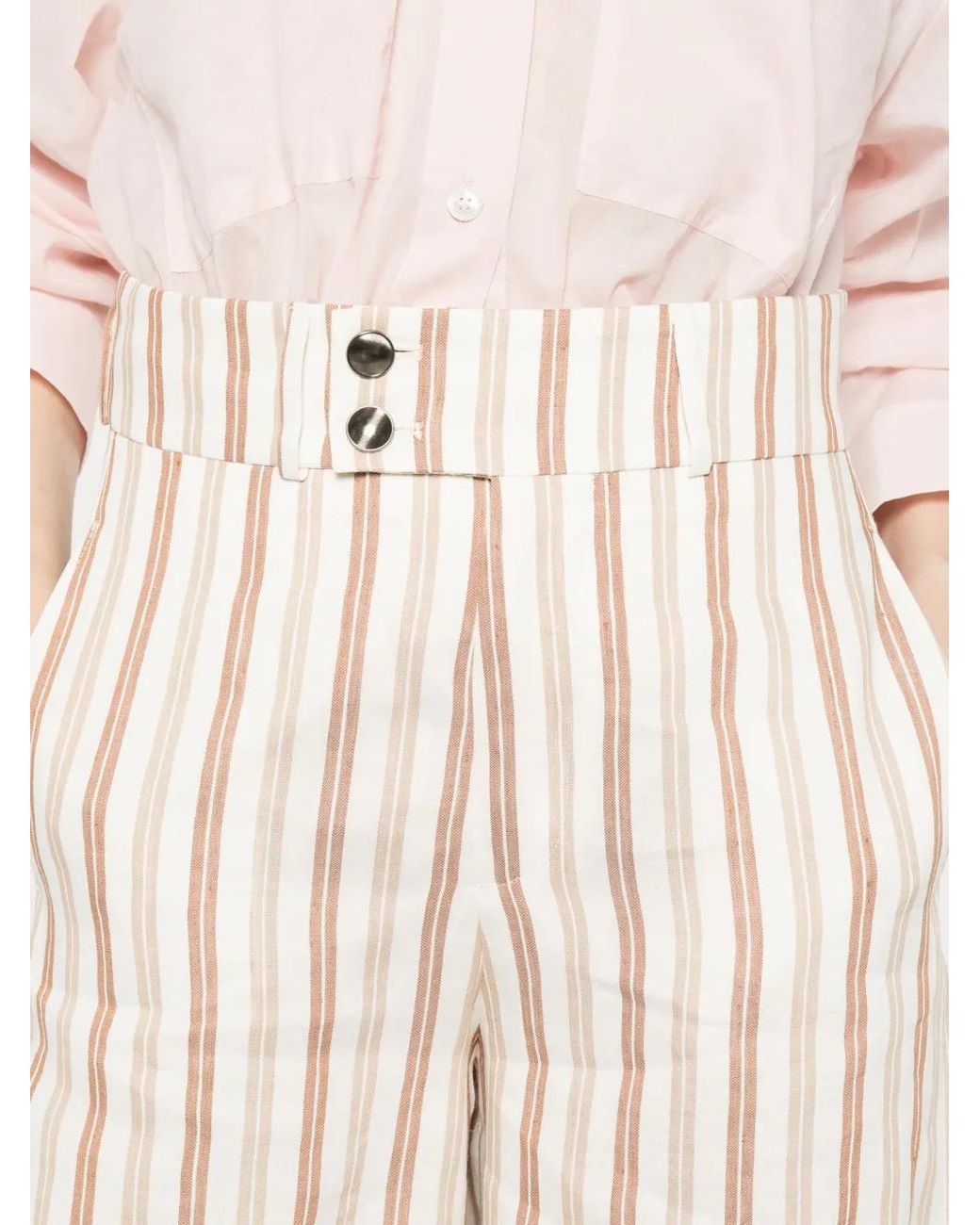 Berwich Natural Striped Tailored Shorts