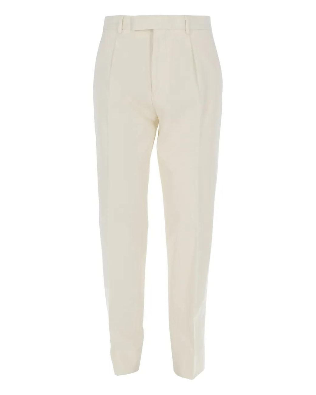 Zegna White Pleated Trousers for men