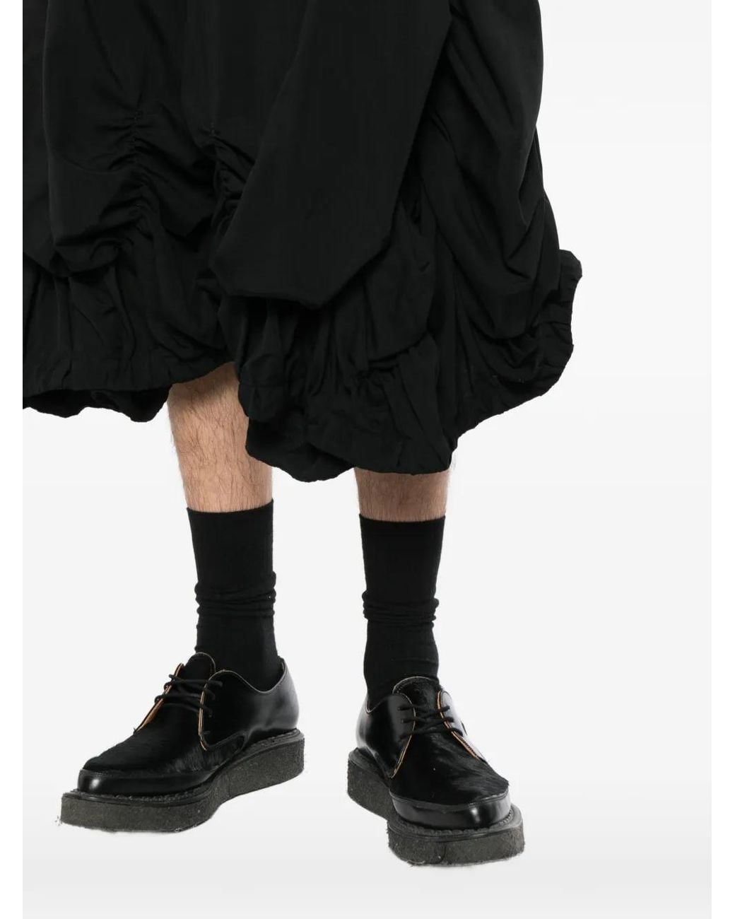 Comme des Garçons Black Ruched Tiered Shorts for men