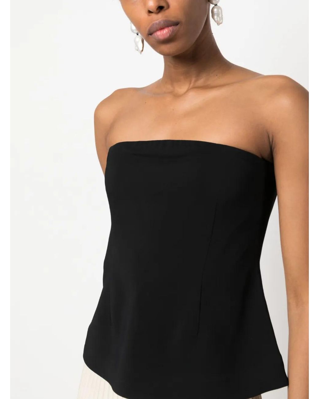 Co. Black Strapless Stretch-Crepe Top