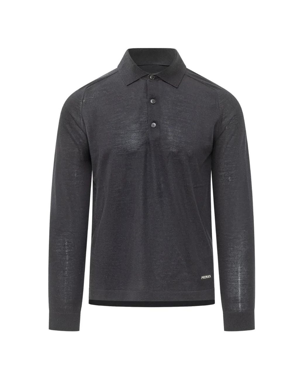 Premiata Blue Wool And Silk Long-Sleeve Polo Shirt for men