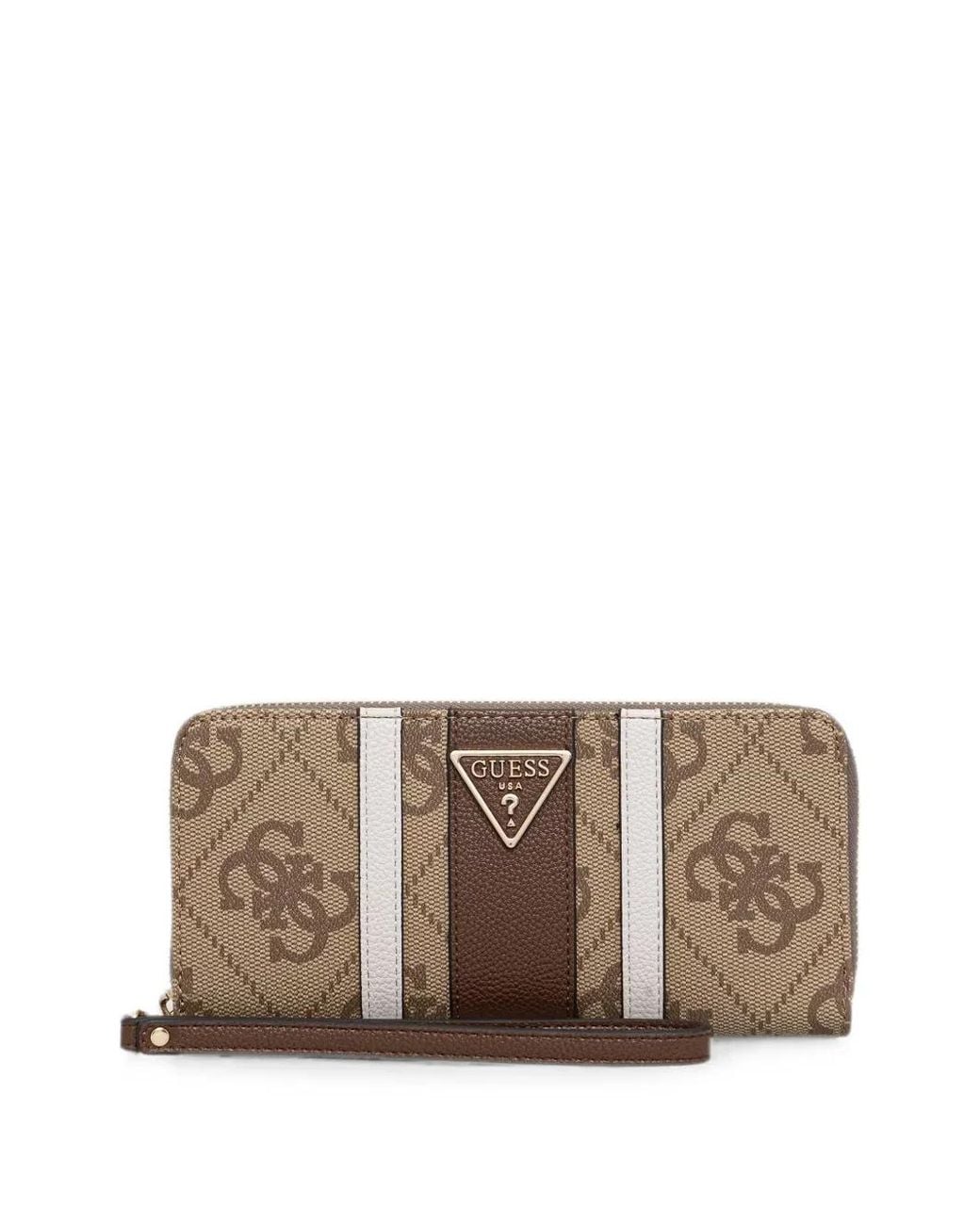 Guess Brown Laurel Logo-Print Striped Wallet