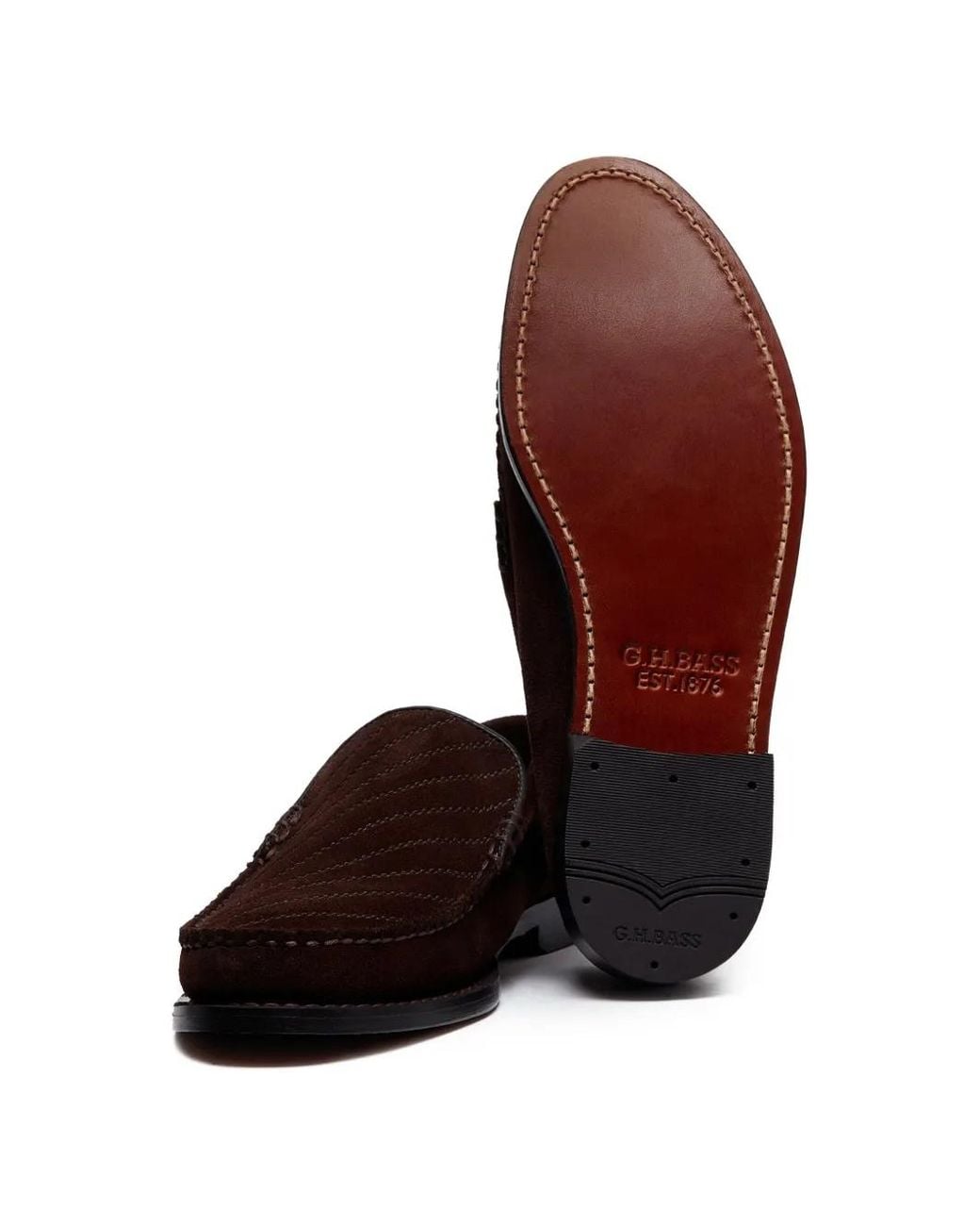 G.H.BASS White Mocassins Cobra Venetian À Couture Tramée for men