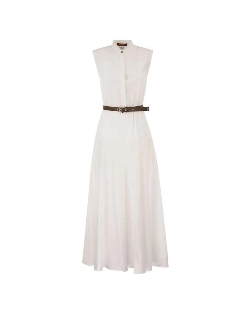 Max Mara White Belted Maxi Dress