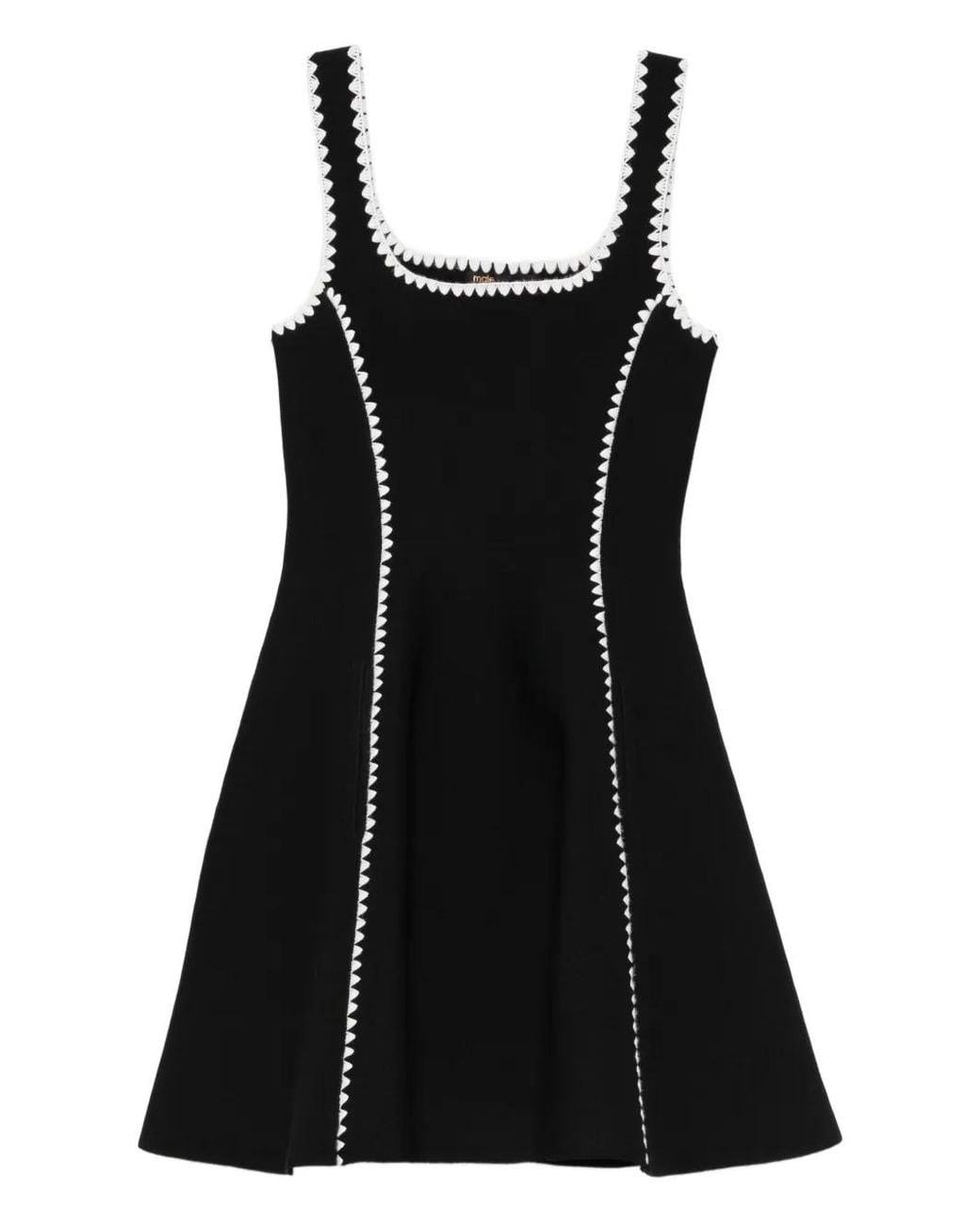 Maje Black Short Dress With Topstitch Details