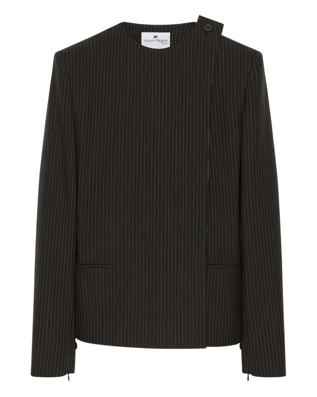 Courreges Black Pinstriped Blazer