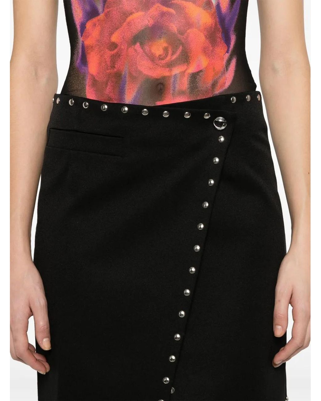 Coperni Black Studded Wrap Mini Skirt