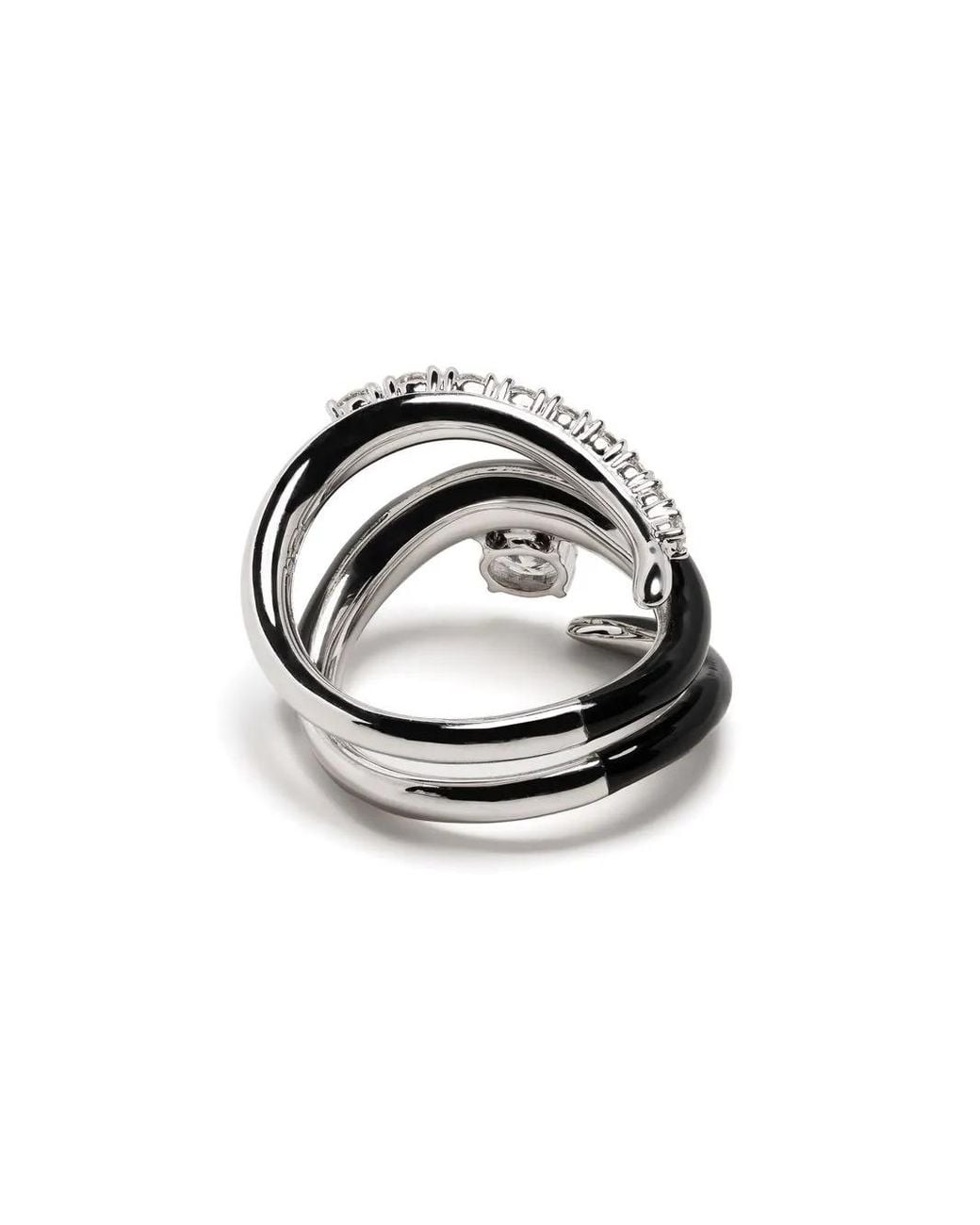 Nikos Koulis White 18Kt Diamond And Enamel Ring