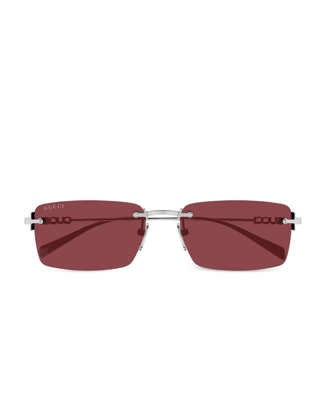 Gucci Red Rimless Rectangle-Frame Sunglasses for men