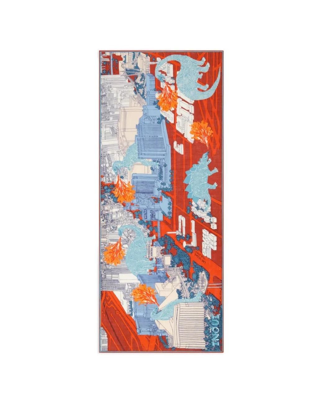 Inoui Edition White Vegas Dinosaur-Print Scarf