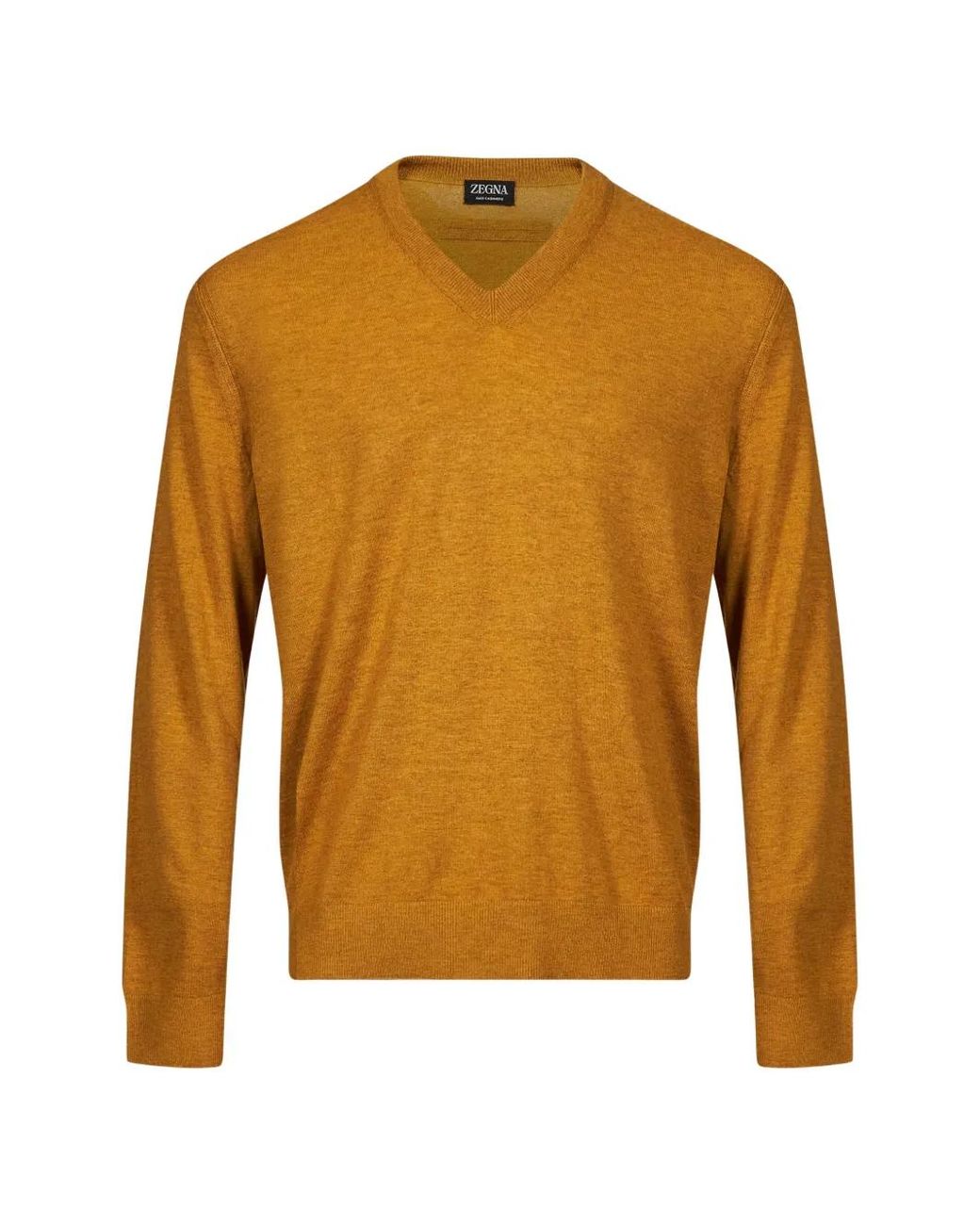 Zegna Orange V-Neck Sweater for men