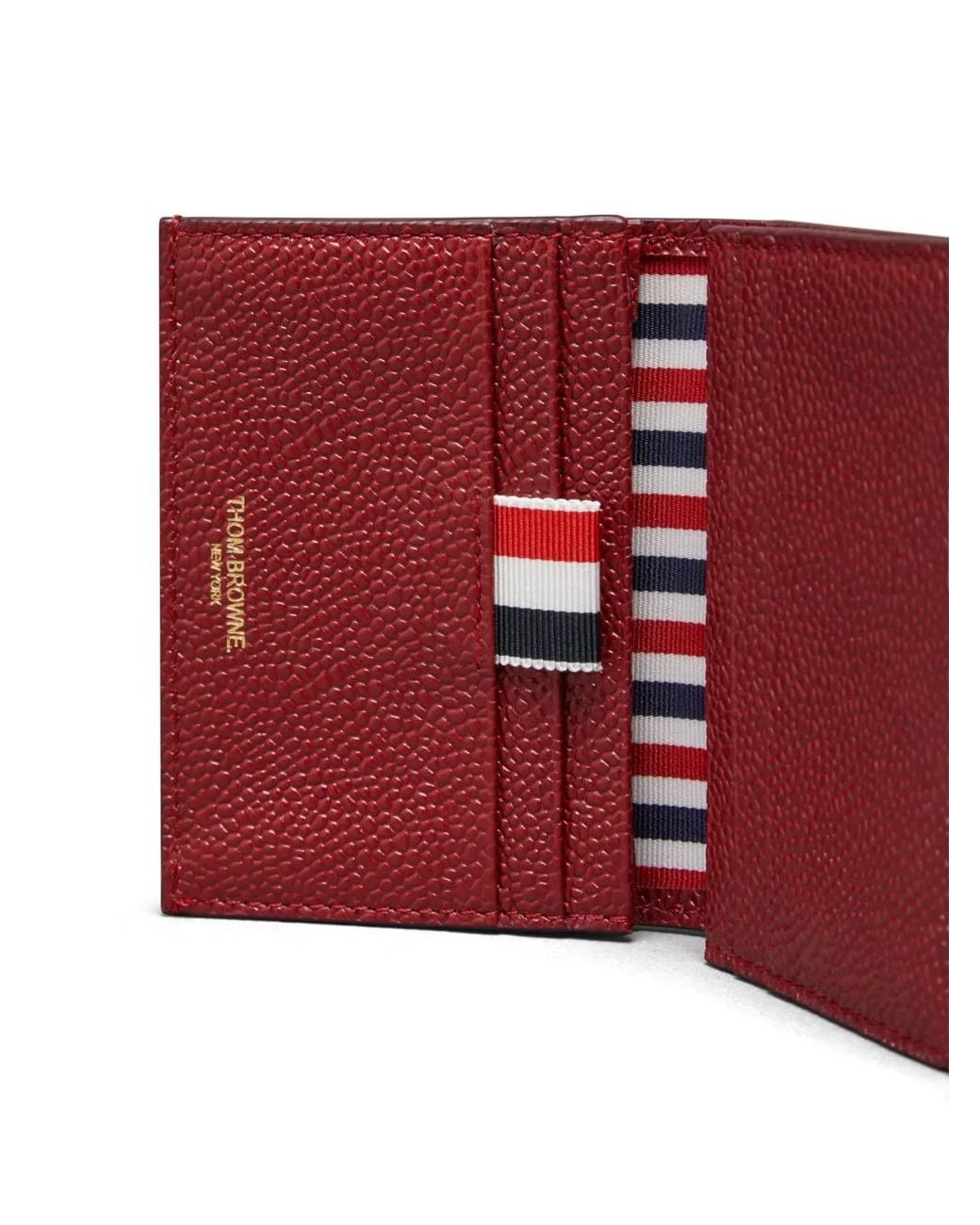 Thom Browne Red Pebbled Leather Card Holder