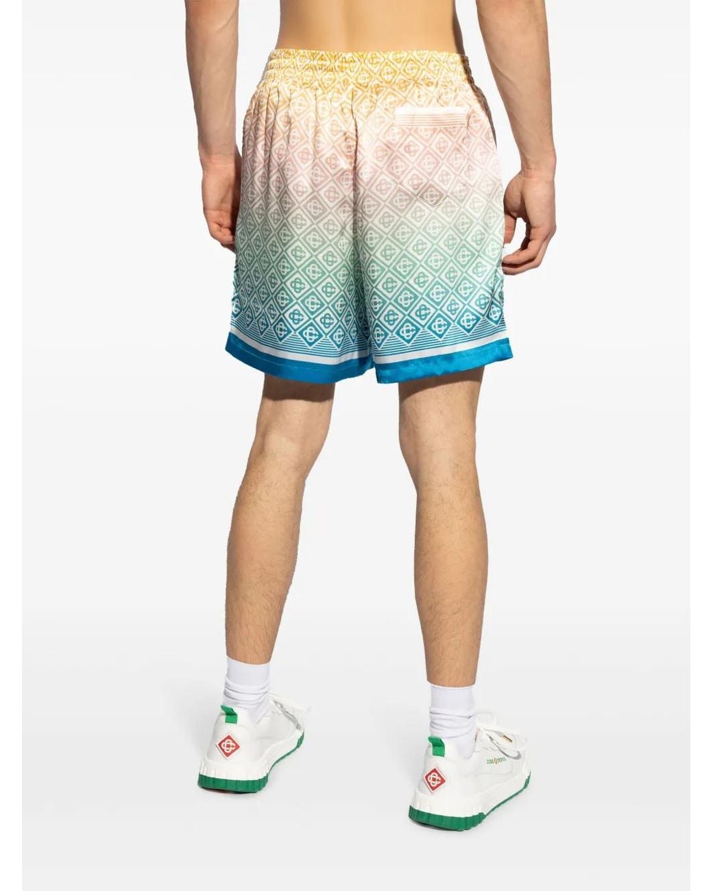 Casablanca Green Luxury Silk Drawstring Shorts for men