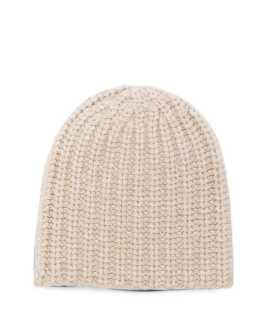 Liska Natural Chunky-Knit Cashmere Beanie Hat