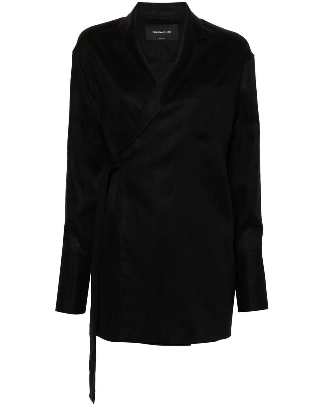 Fabiana Filippi Black Linen Wrap Jacket