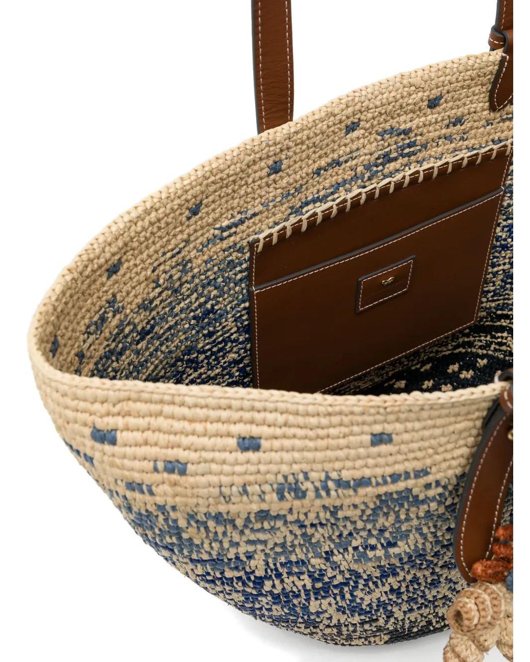 Anya Hindmarch Blue Woven-Raffia Fish-Charm Tote Bag