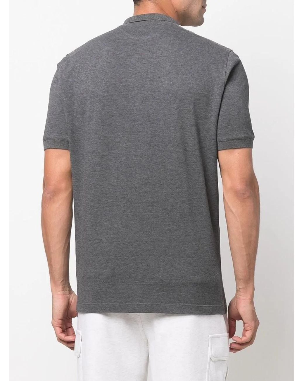 Brunello Cucinelli Gray Logo-print Cotton Polo Shirt for men
