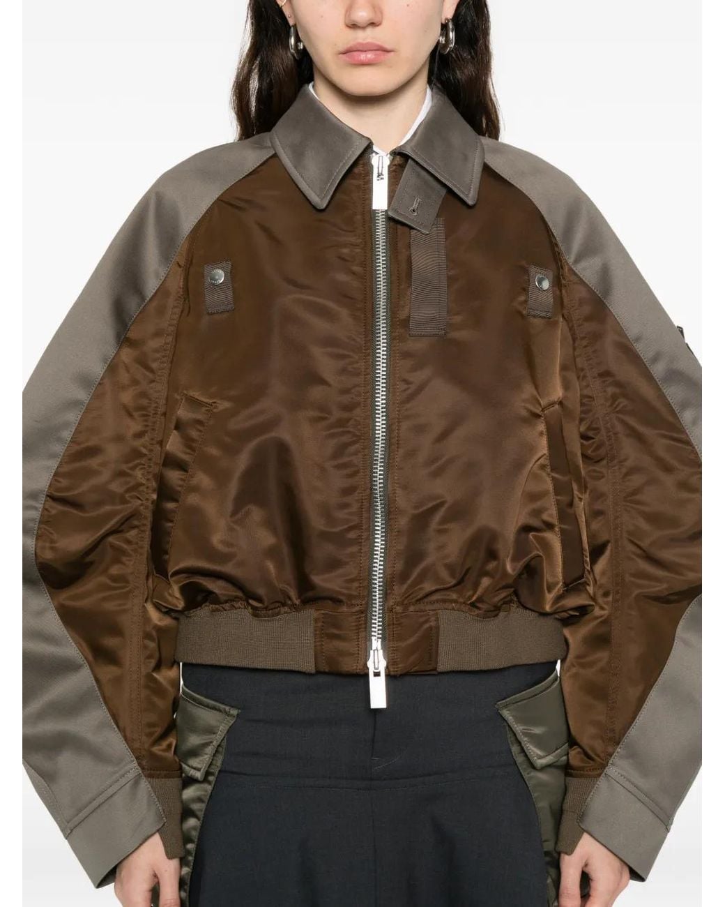 Chaqueta Bómber Con Cremallera Sacai de color Brown