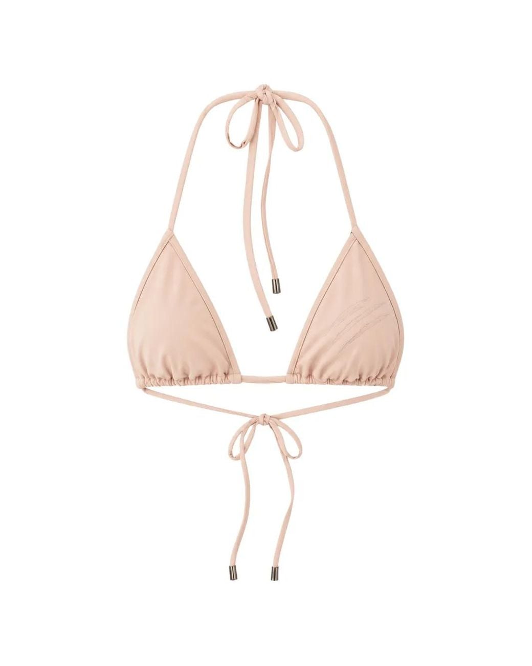 Philipp Plein White Embroidered Triangle Bikini Top