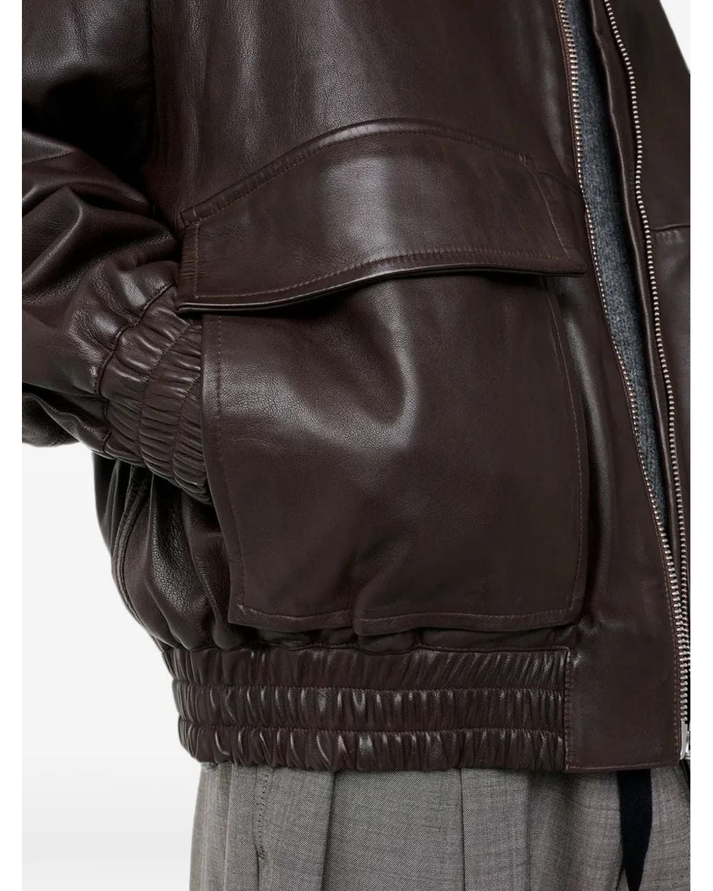 Studio Nicholson Black Piston Leather Zip-Up Jacket