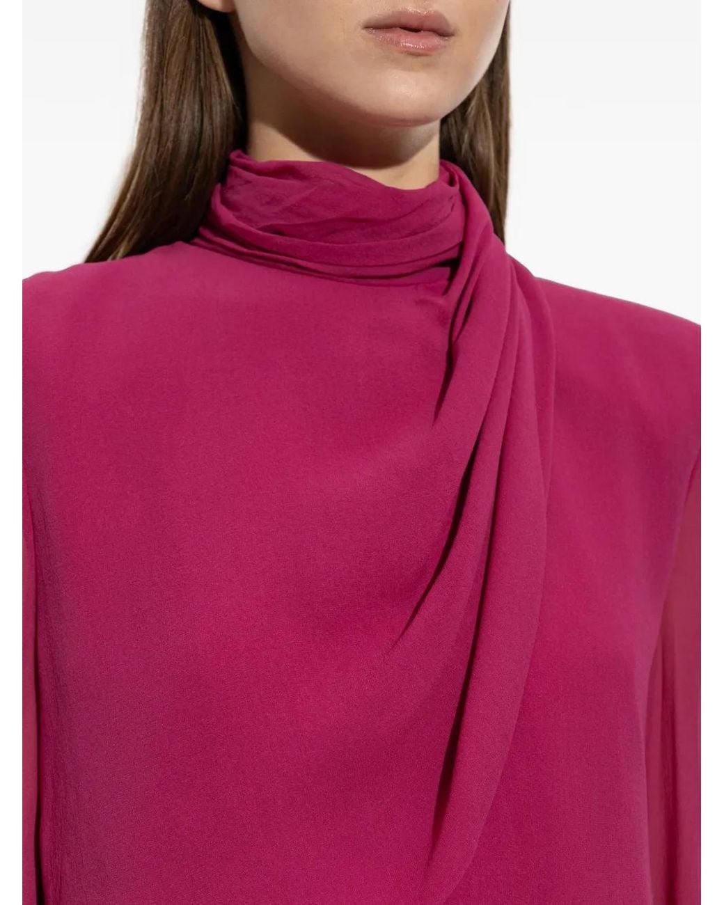 Valentino Garavani Pink Draped-Panel Long-Sleeve Mini Dress