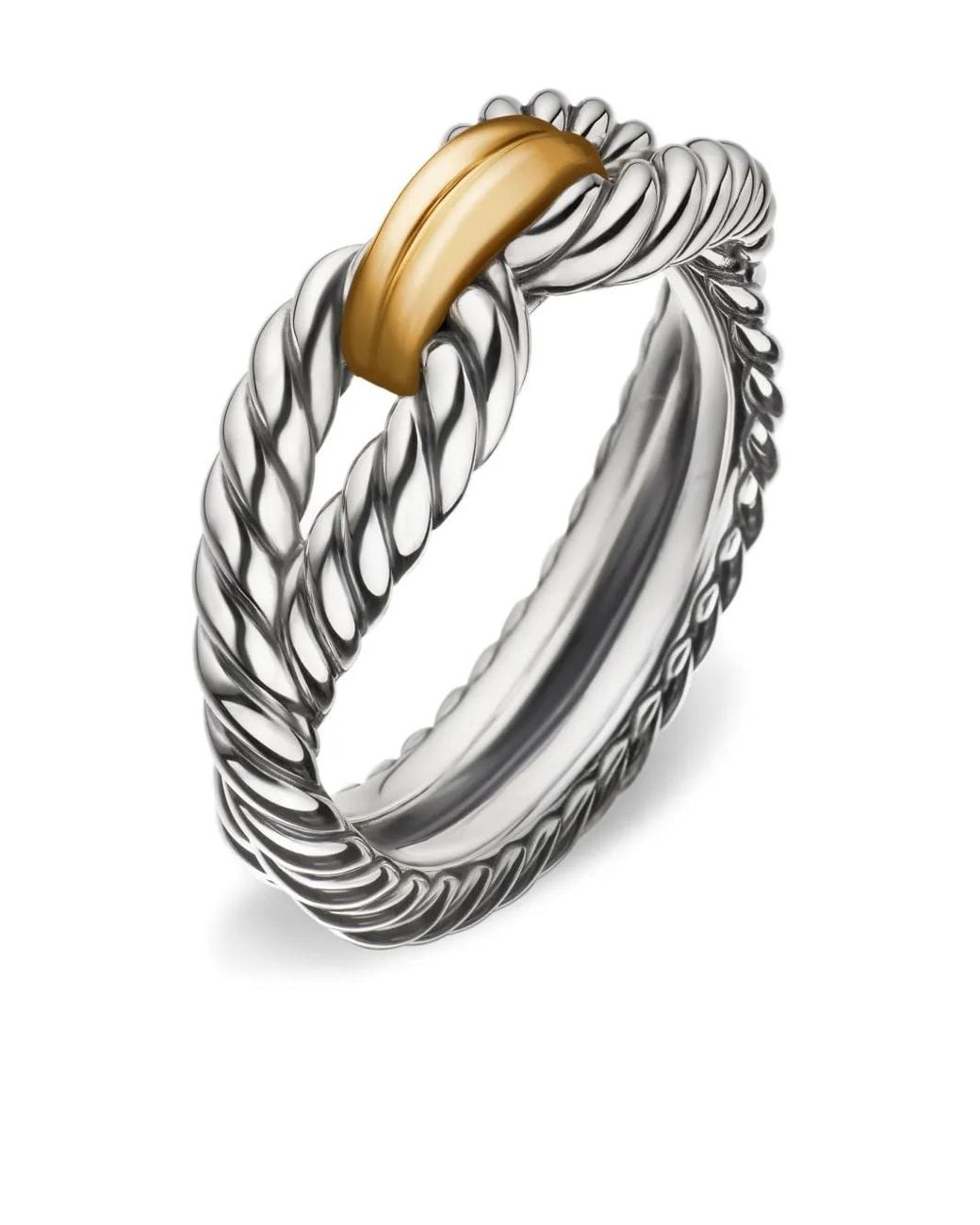 David Yurman Metallic 18Kt And Sterling Cable Loop Band Ring (7Mm)