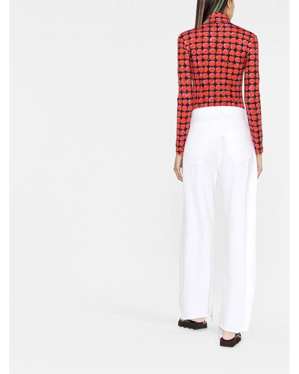 LaDoubleJ Multicolor Cherry-Print Turtle Neck Top