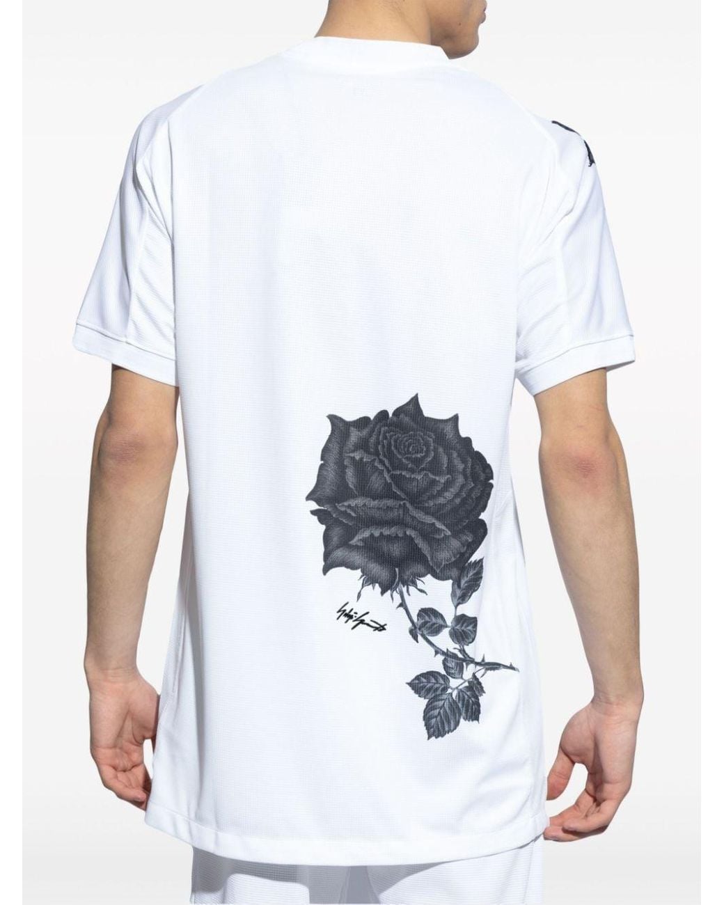 Y-3 X Real Madrid Warm Up Rose-Print T-Shirt in White for Men