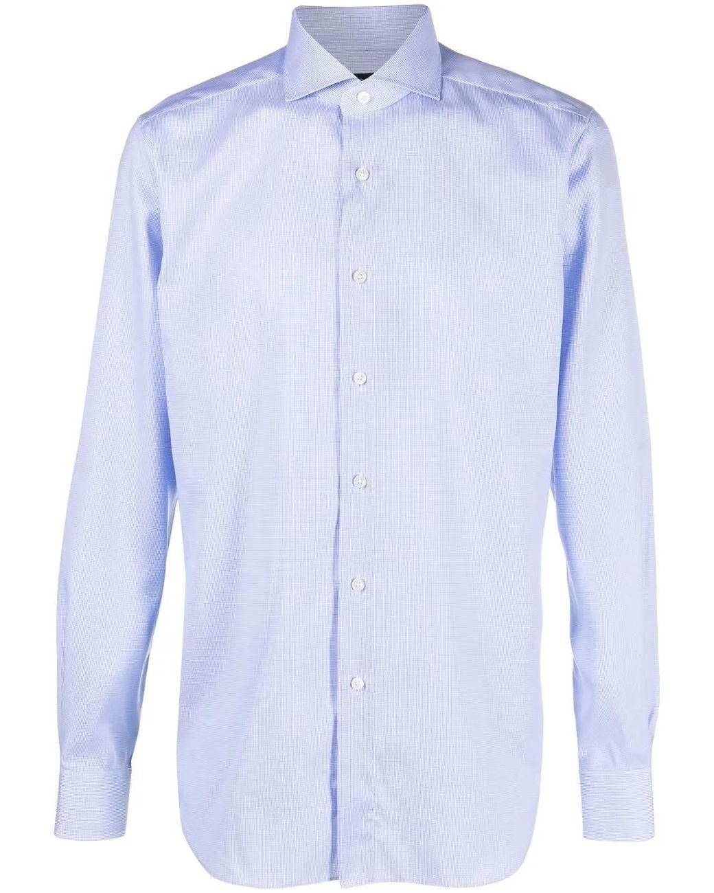 Dell'Oglio Blue Long-Sleeve Cotton Shirt for men