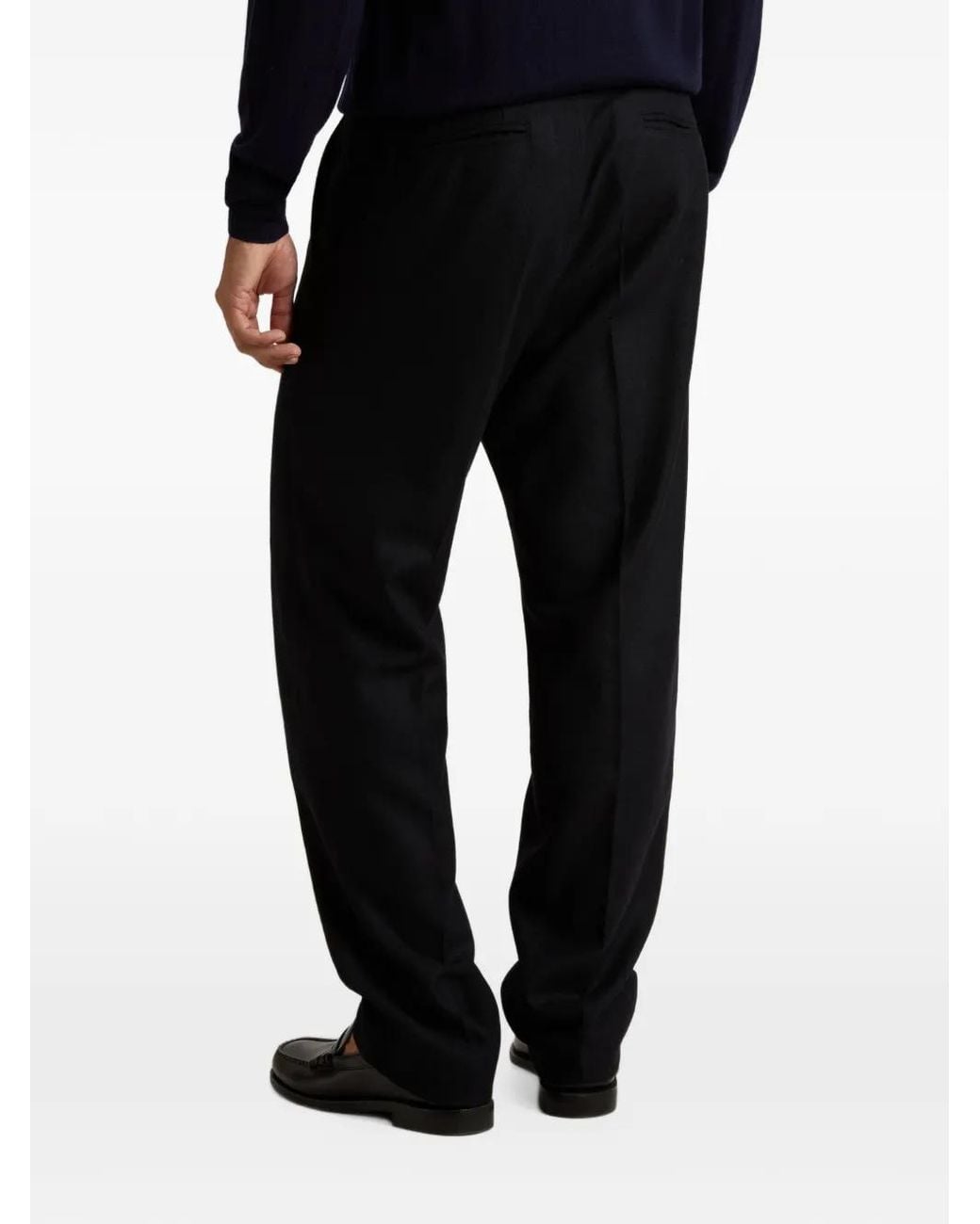 Woolrich Blue Belted Flannel Trousers for men