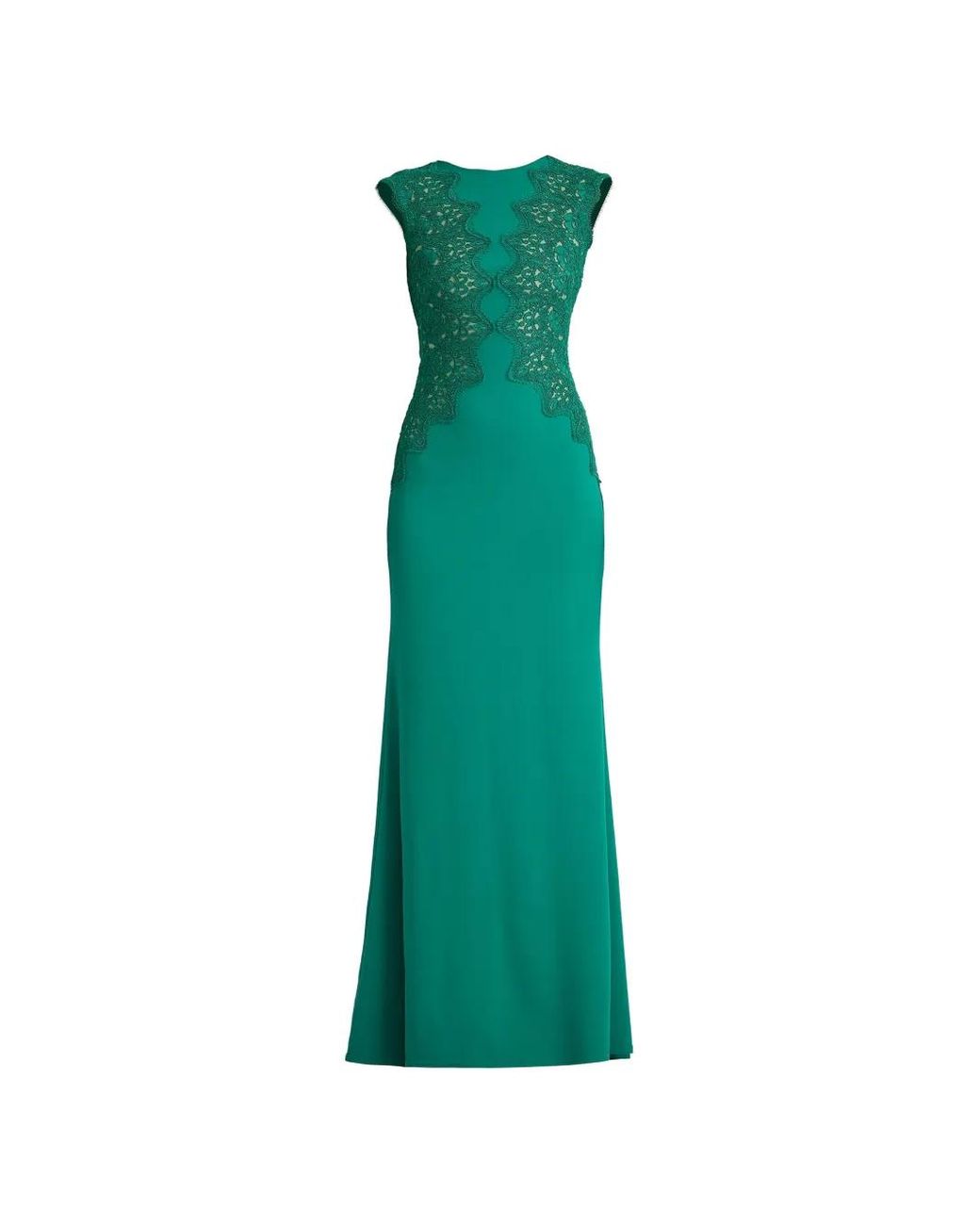Tadashi Shoji Green Lace-Details Maxi Dress