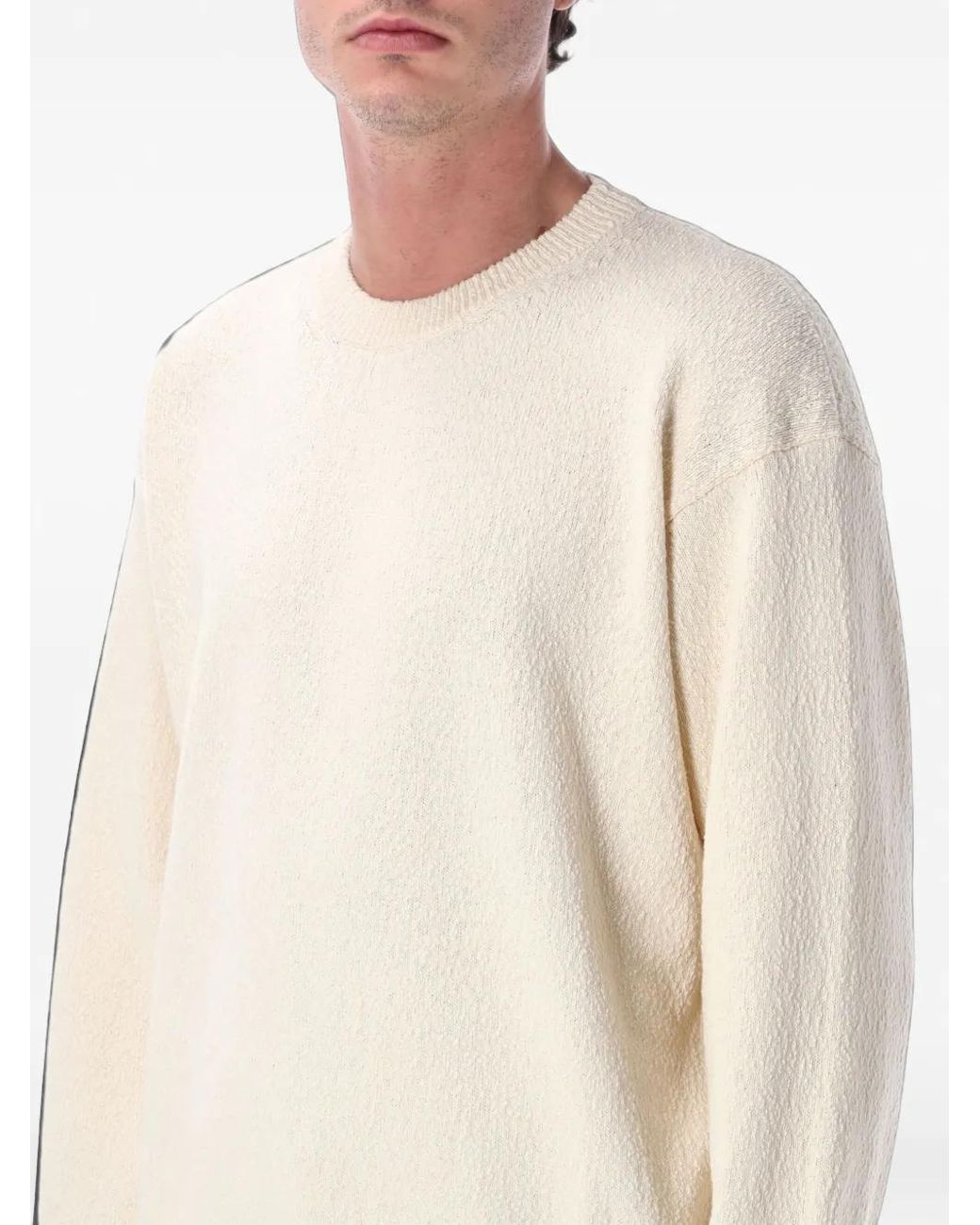 Roberto Collina White Irregular-Texture Crew-Neck Sweater for men