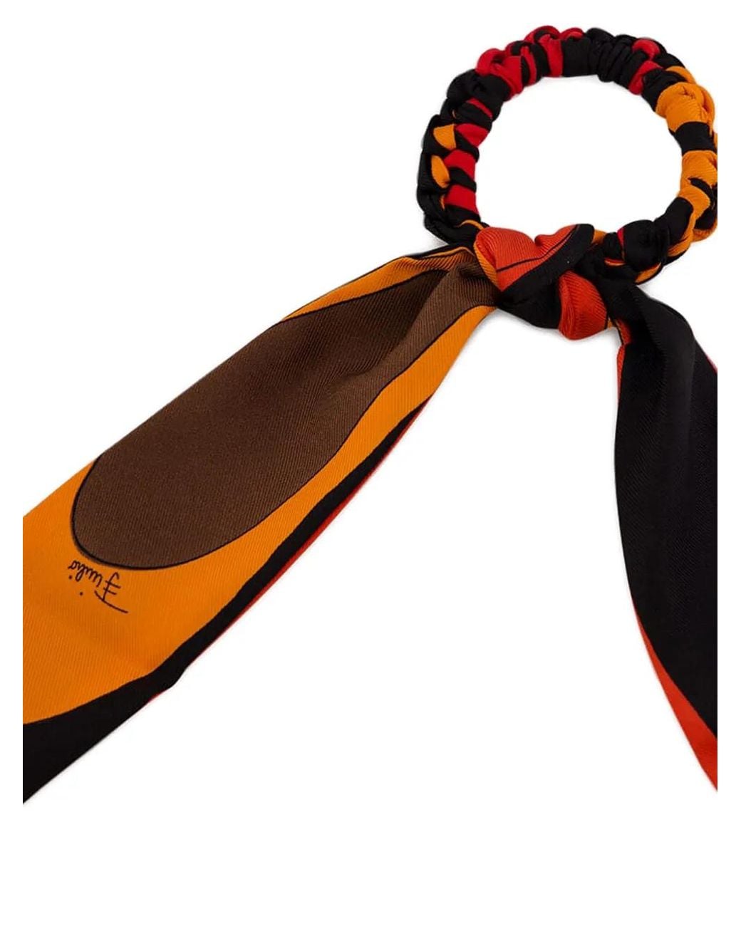 Emilio Pucci Black Silk Hair Tie With Foulard Detail