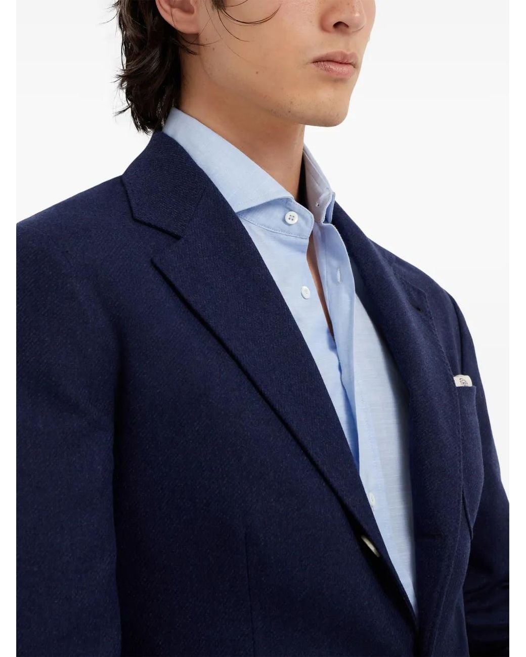 Brunello Cucinelli Blue Single-Breasted Blazer for men