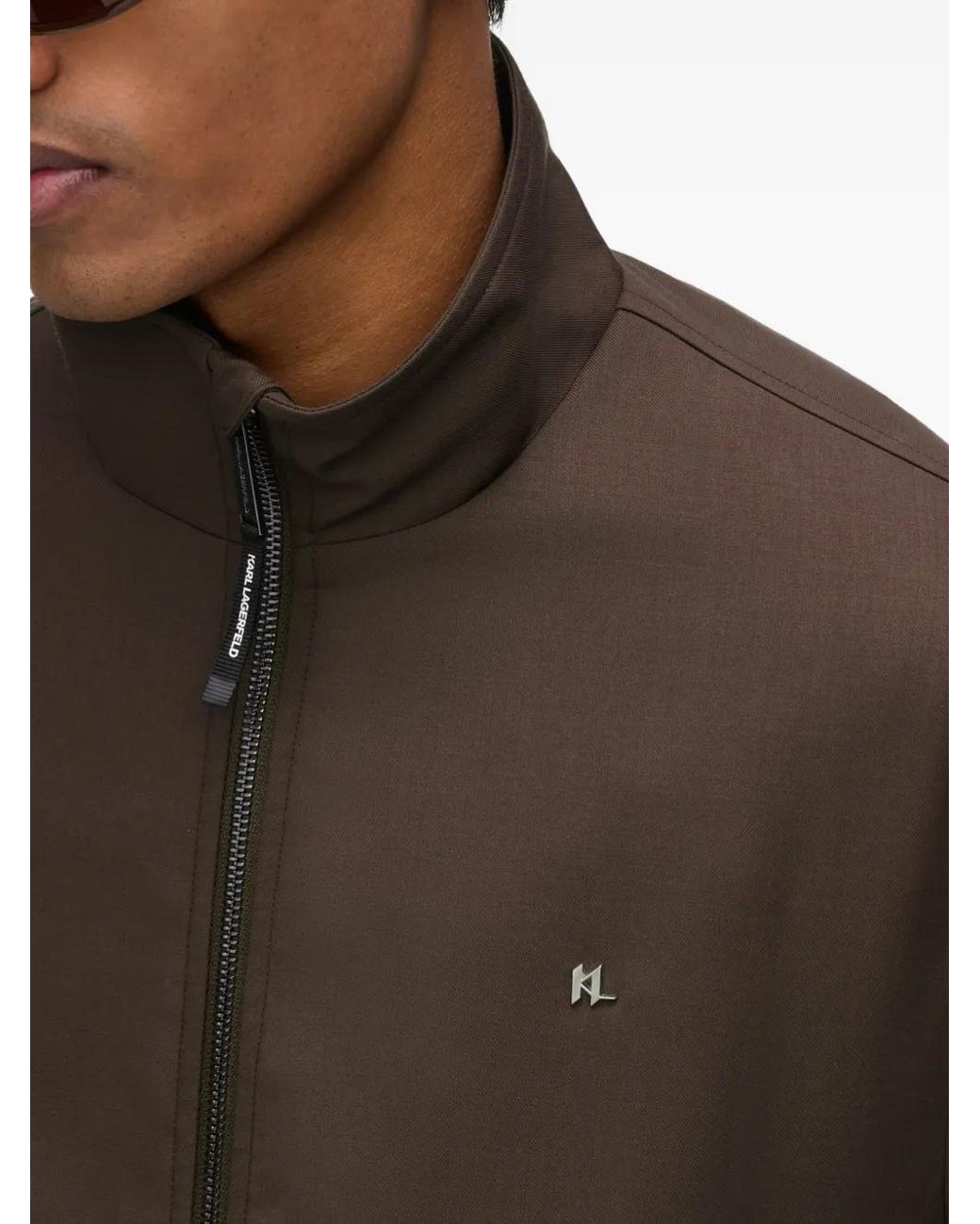 Karl Lagerfeld Brown Logo-Plaque Lightweight Jacket for men