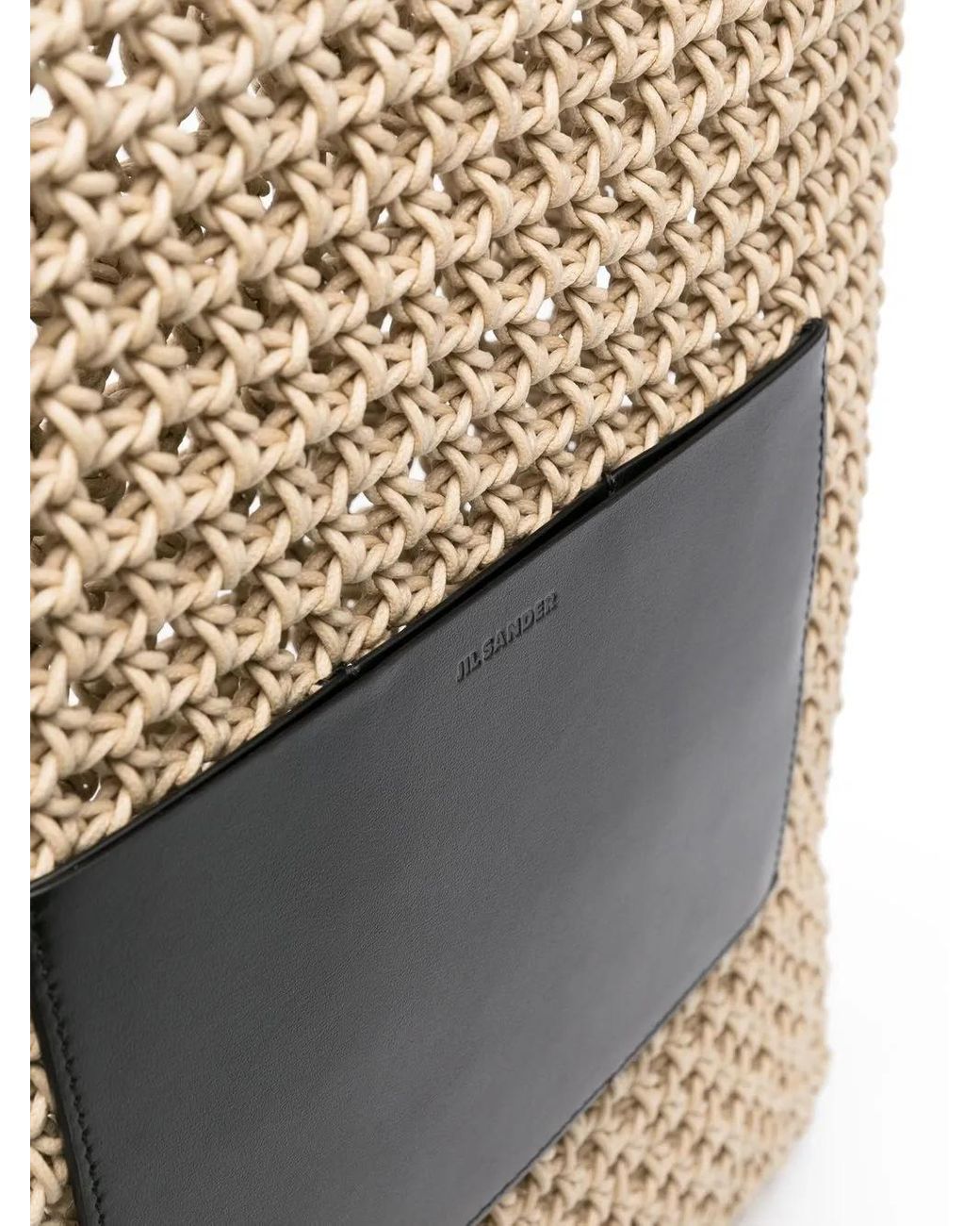 Jil Sander Black Woven Bamboo-Handle Tote Bag