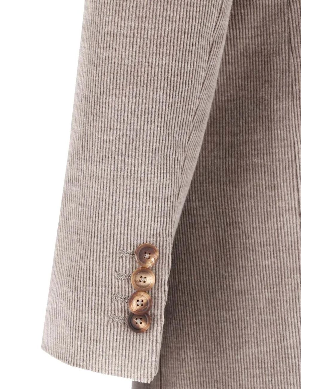 Tagliatore Gray Corduroy Double-Breasted Blazer