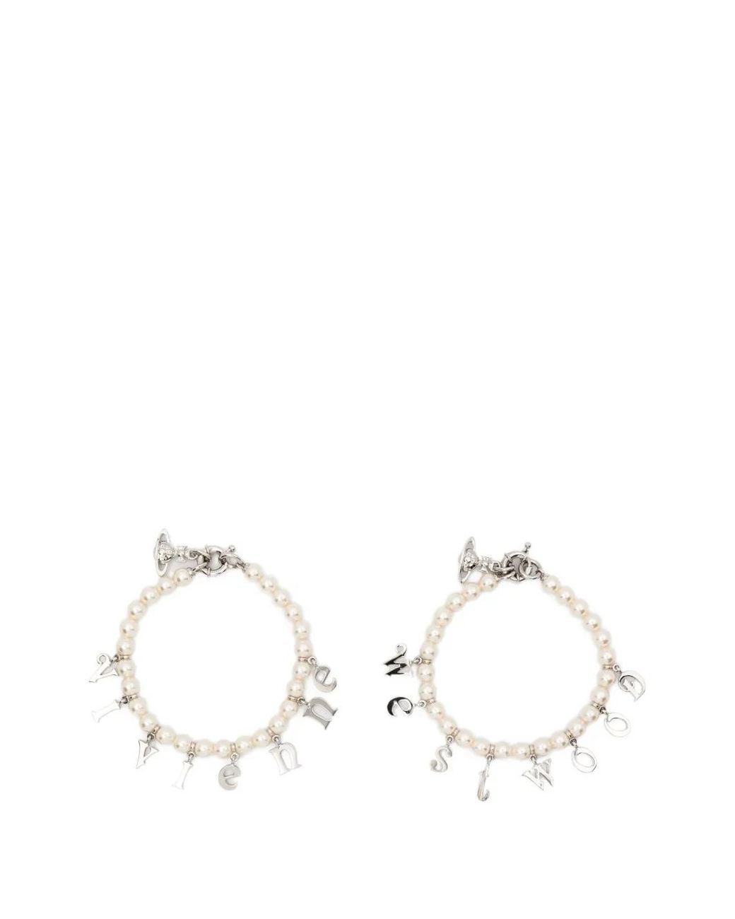 Vivienne Westwood Natural Lot De Deux Bracelets À Breloque Perle