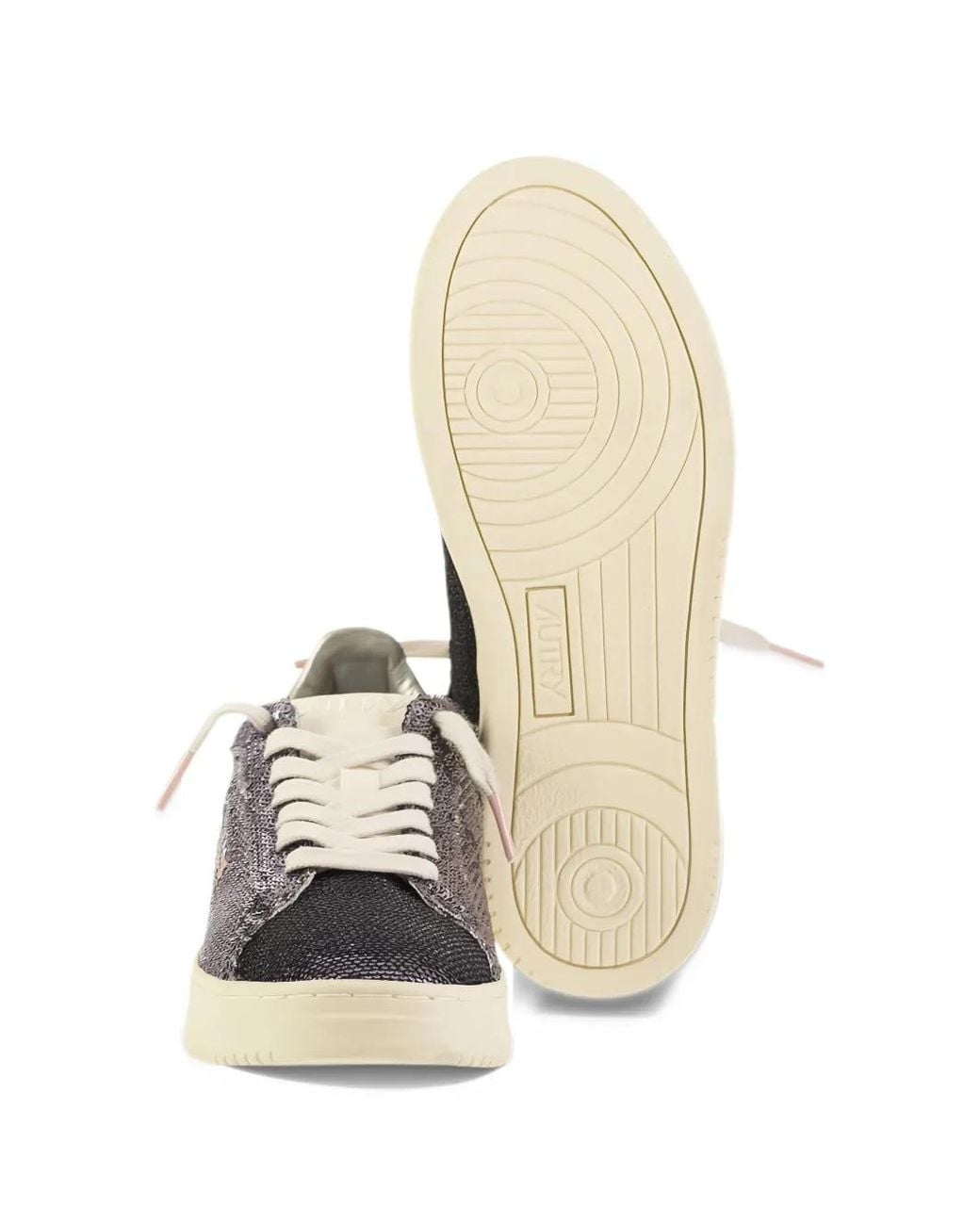 Autry White Sequin-Embellished Sneakers