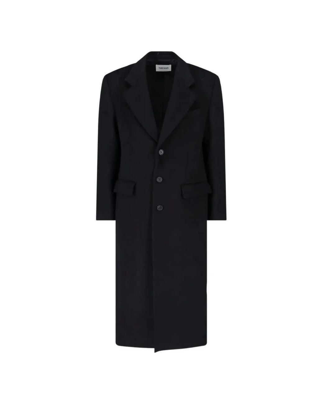 TONYWACK Black Single-Breasted Notched-Lapel Coat for men