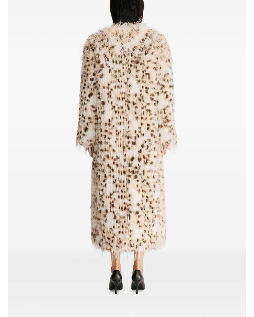 Loulou de Saison White Eya Animal-Print Faux-Fur Coat