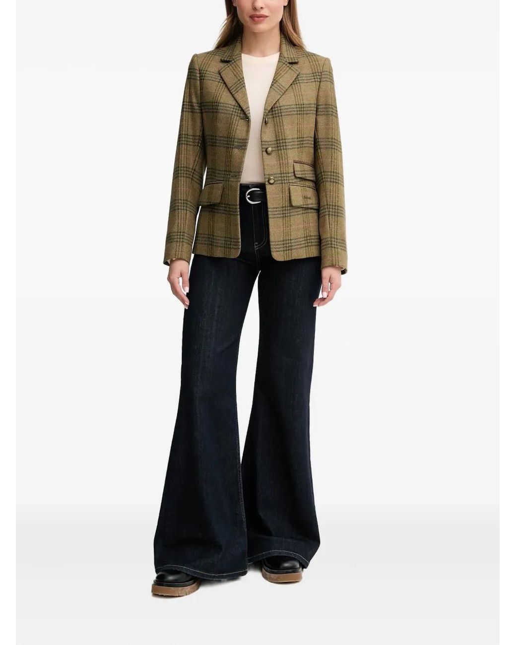 Barbour Green Check-Pattern Blazer