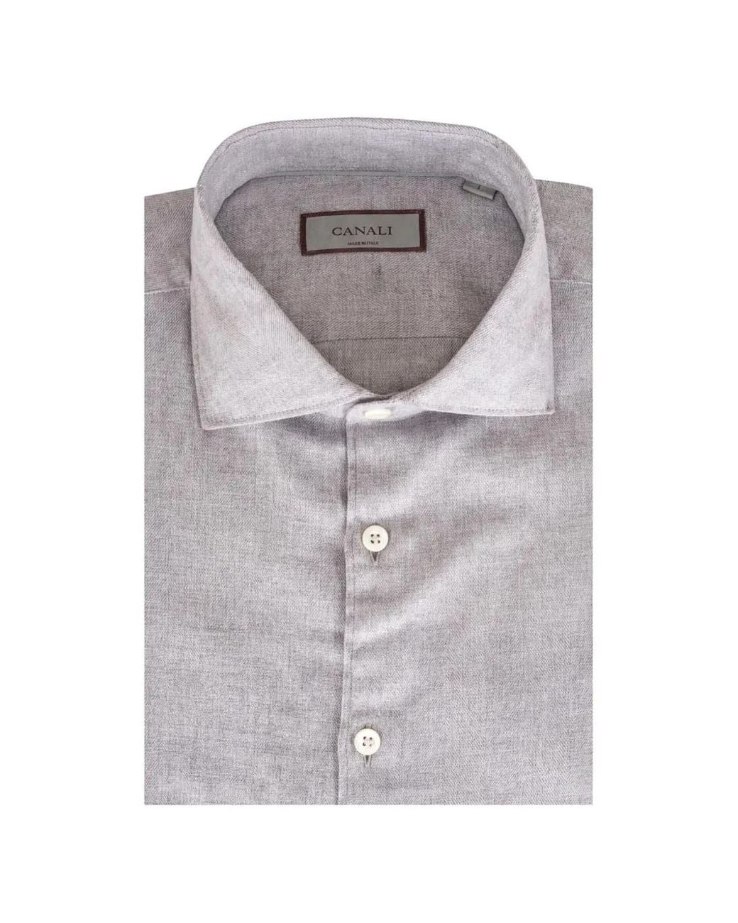Canali Gray Herringbone-Pattern Shirt for men