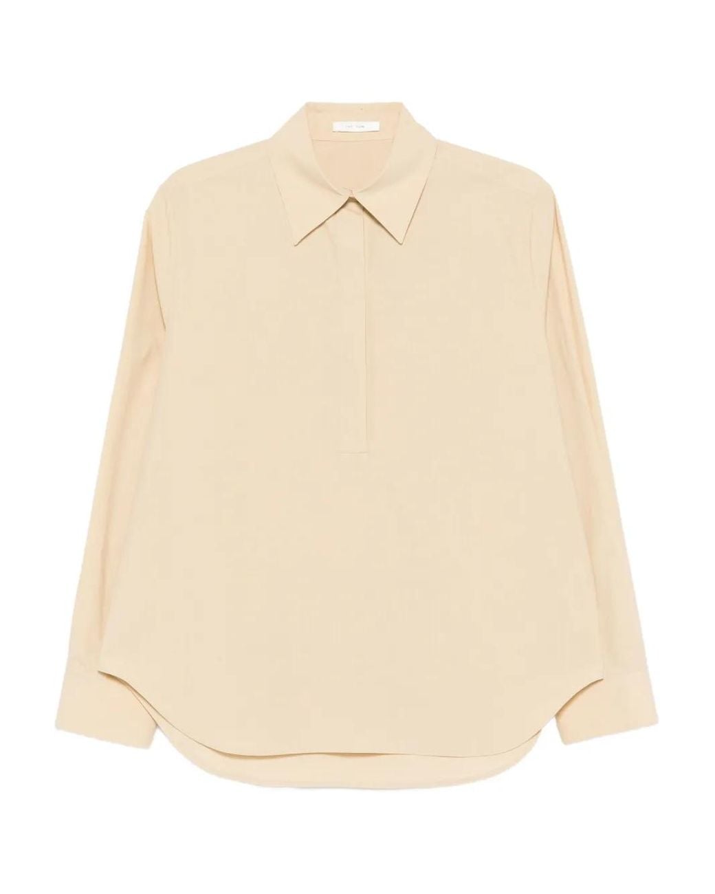 The Row Natural Margan Long-Sleeve Shirt With Curved Hem