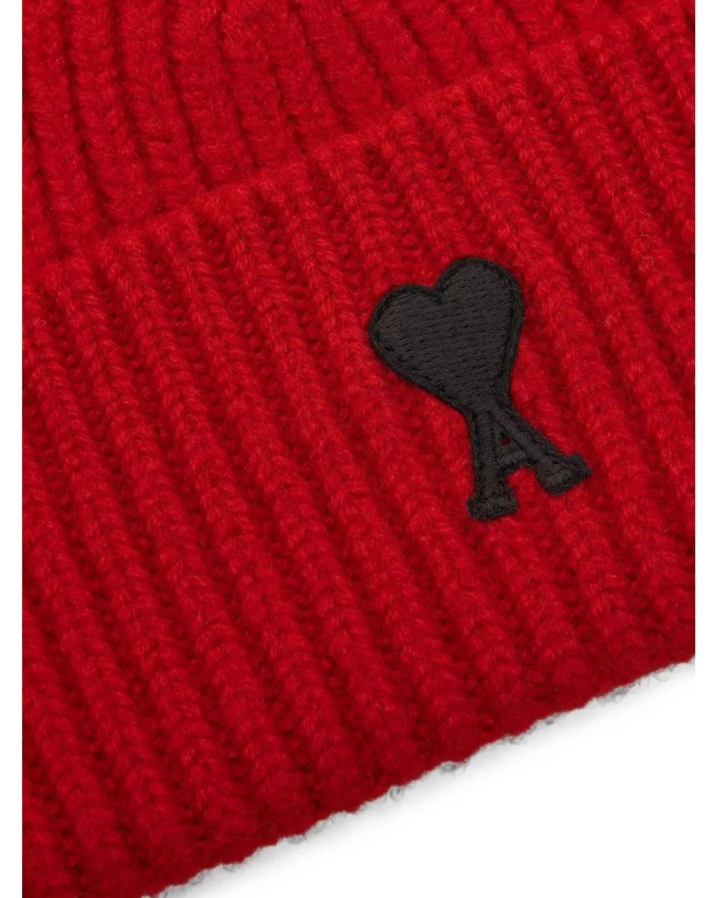 AMI Red Wool Beanie Hat for men