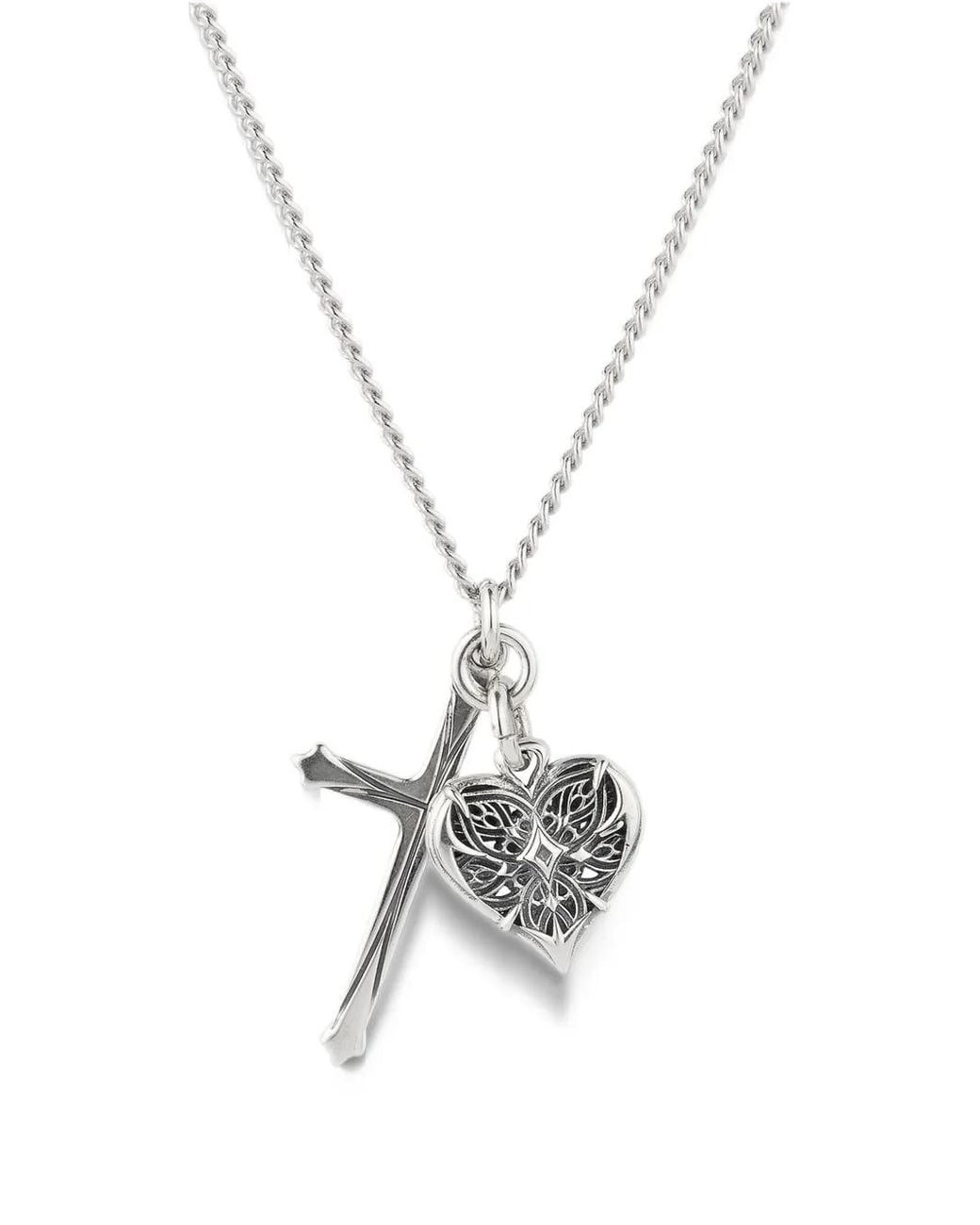 Emanuele Bicocchi Metallic Notre-Heart Cross Necklace