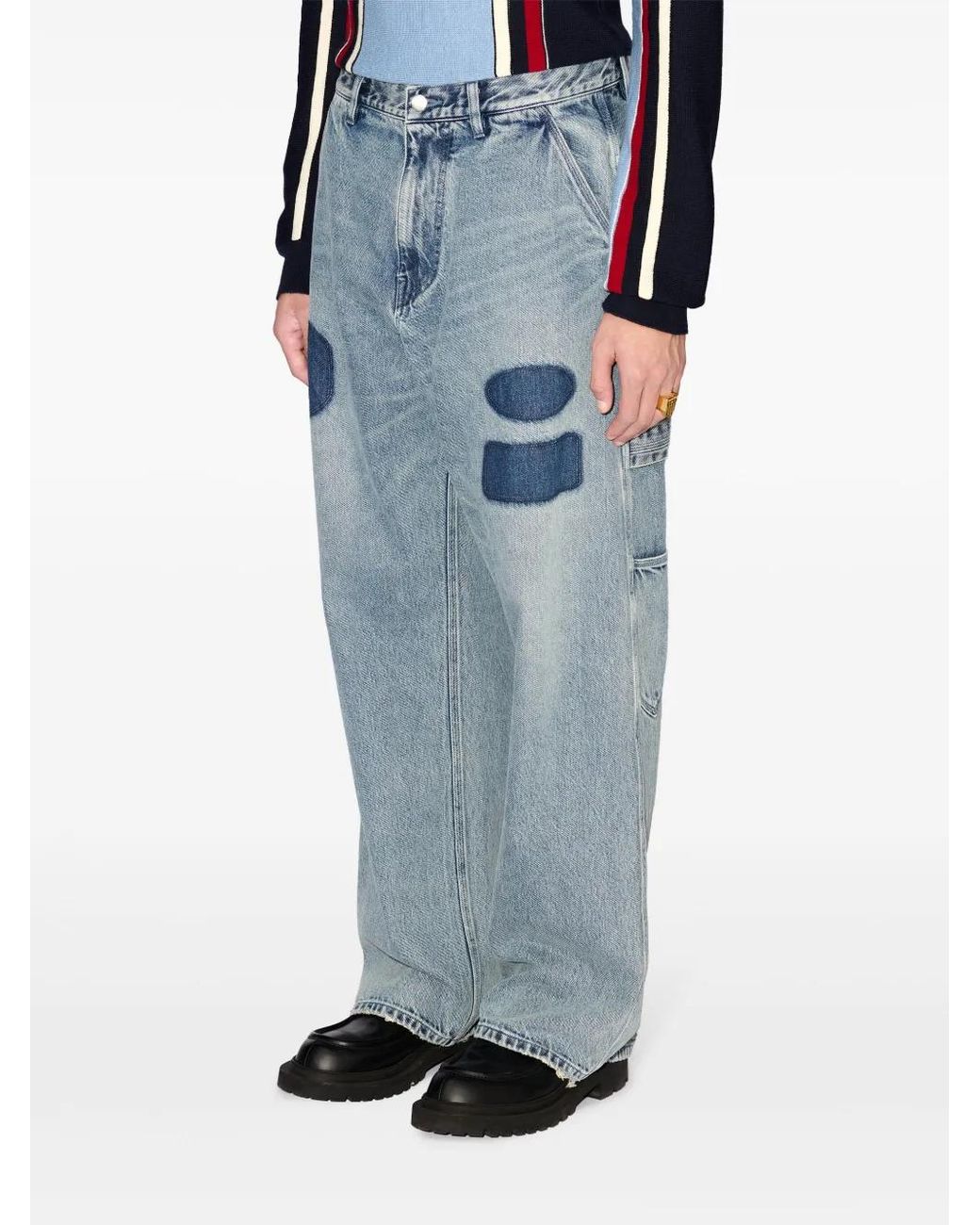 Ambush Blue Cotton Straight-Leg Jeans for men