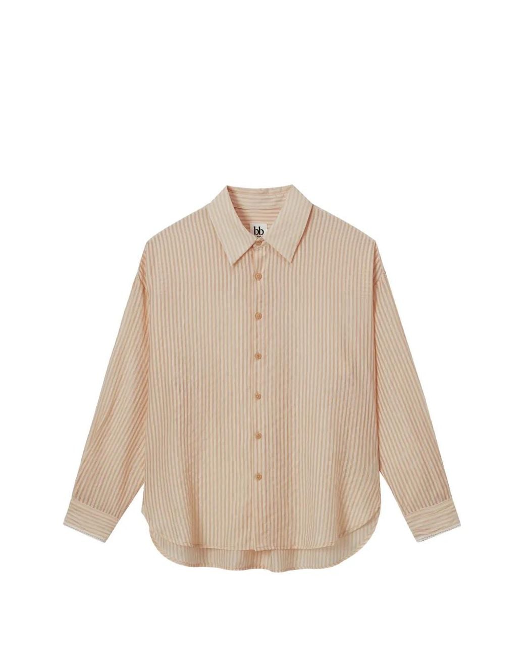 B+ AB Natural Striped-Pattern Long-Sleeve Shirt
